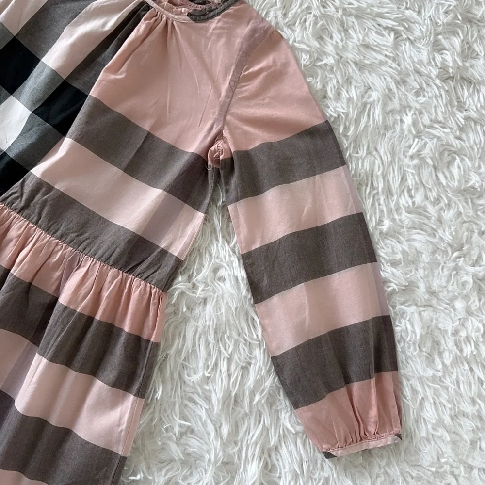 Burberry Pink and Black Pleated Sundress with Raglan Sleeves